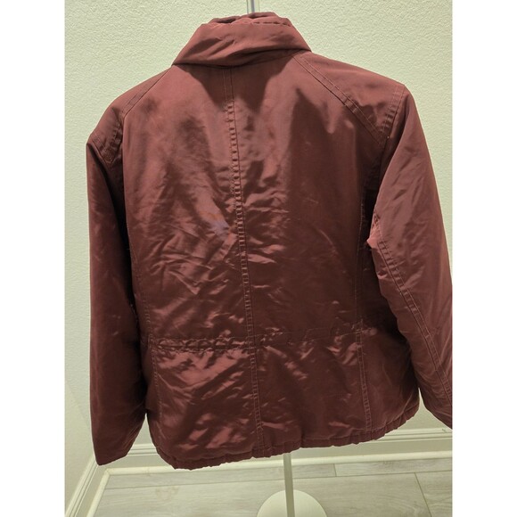 Talbots XLP Red/Burgundy 80% Down Jacket Parka Zip Snap Closure Y2K Cargo - Picture 6 of 13